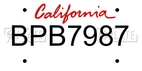 BPB7987 California License Plate