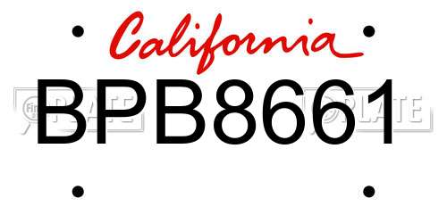 BPB8661 California License Plate