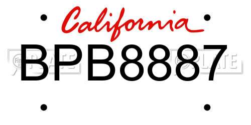 BPB8887 California License Plate