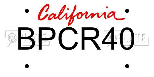 BPCR40 California License Plate