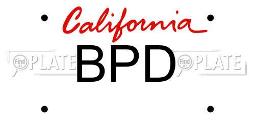 BPD California License Plate