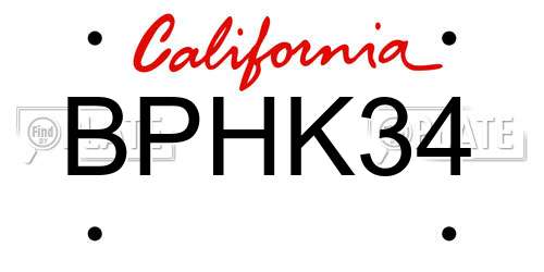 BPHK34 California License Plate