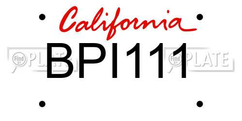 BPI111 California License Plate