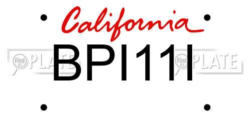 BPI11I California License Plate