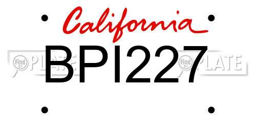 BPI227 California License Plate