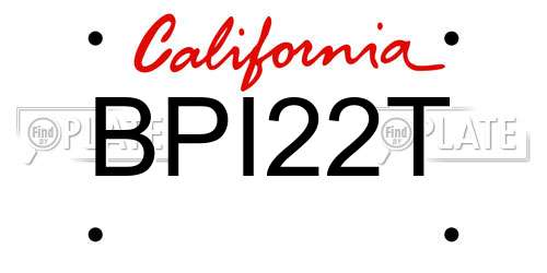BPI22T California License Plate