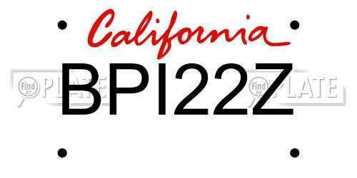 BPI22Z California License Plate