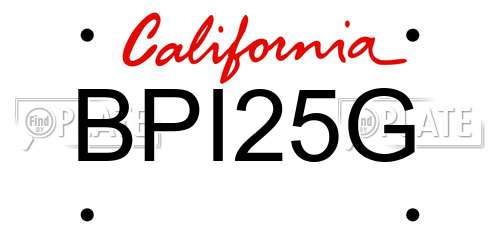 BPI25G California License Plate