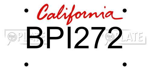 BPI272 California License Plate