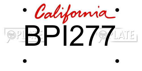 BPI277 California License Plate