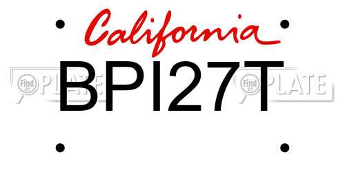 BPI27T California License Plate