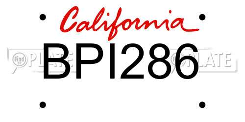 BPI286 California License Plate