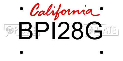 BPI28G California License Plate