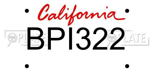 BPI322 California License Plate