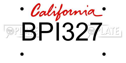 BPI327 California License Plate