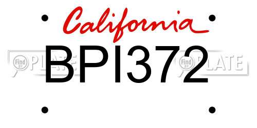 BPI372 California License Plate