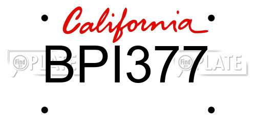 BPI377 California License Plate