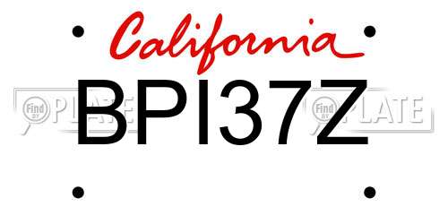 BPI37Z California License Plate