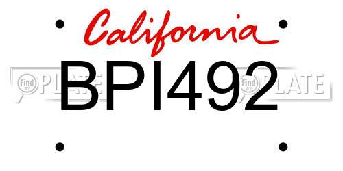 BPI492 California License Plate