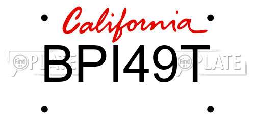 BPI49T California License Plate