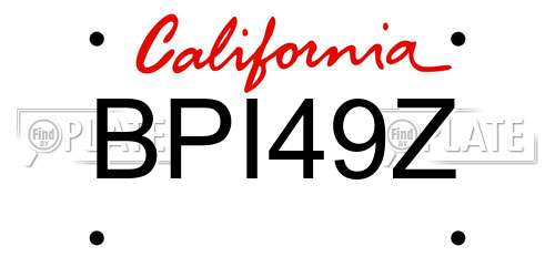 BPI49Z California License Plate
