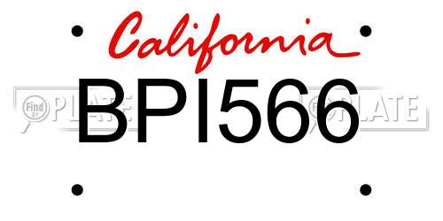 BPI566 California License Plate