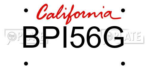 BPI56G California License Plate