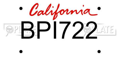 BPI722 California License Plate