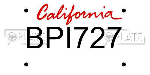 BPI727 California License Plate