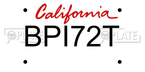 BPI72T California License Plate