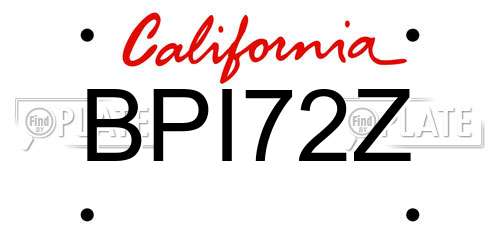 BPI72Z California License Plate