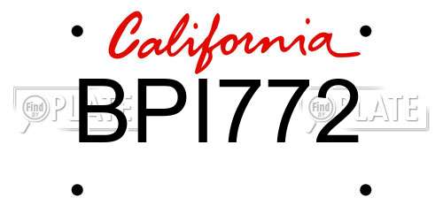 BPI772 California License Plate