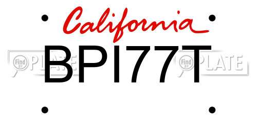BPI77T California License Plate