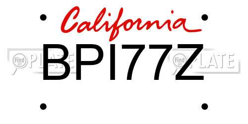 BPI77Z California License Plate