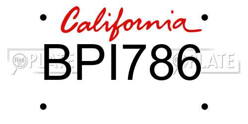 BPI786 California License Plate