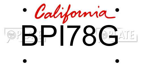 BPI78G California License Plate