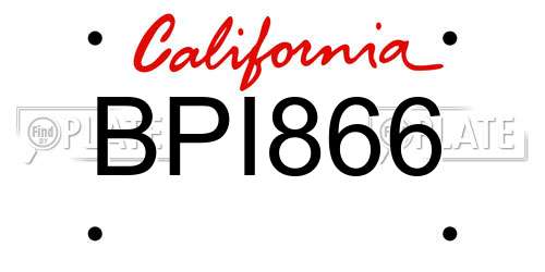 BPI866 California License Plate