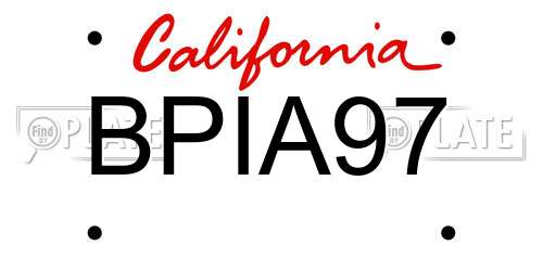 BPIA97 California License Plate