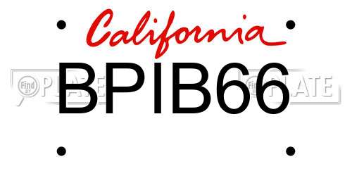 BPIB66 California License Plate