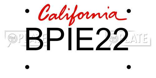 BPIE22 California License Plate
