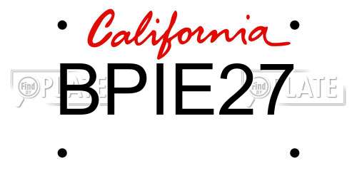 BPIE27 California License Plate
