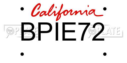 BPIE72 California License Plate