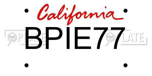 BPIE77 California License Plate