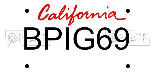 BPIG69 California License Plate