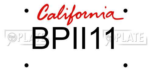 BPII11 California License Plate