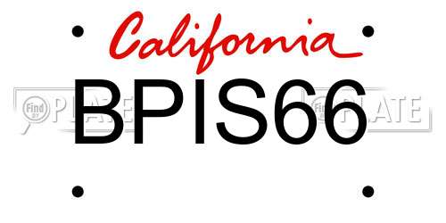 BPIS66 California License Plate
