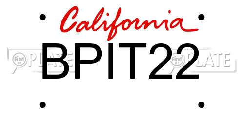 BPIT22 California License Plate