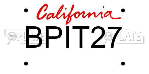 BPIT27 California License Plate