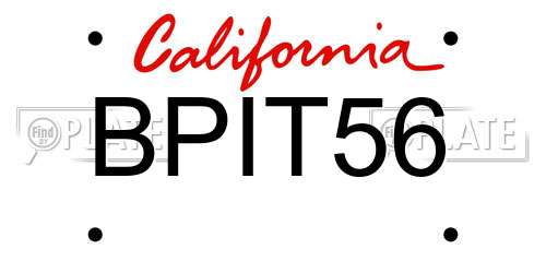 BPIT56 California License Plate