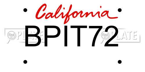 BPIT72 California License Plate